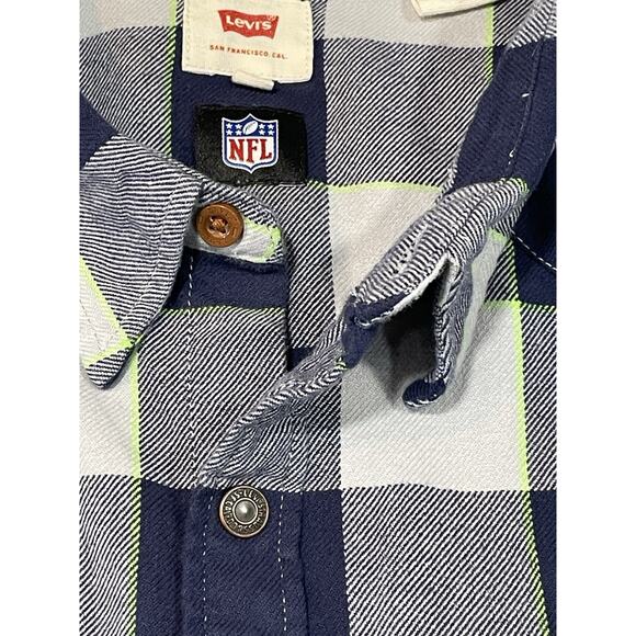 Levis-NFL Seattle Seahawks Snap Button Shirt Women’s Size XL Gray/Blue Football - Picture 14 of 16